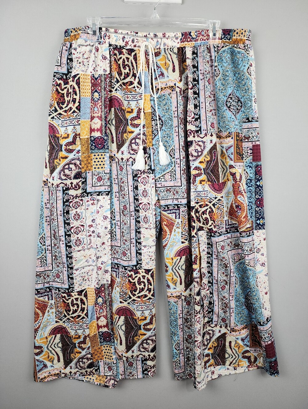 Shein Curve Boho Wide-Leg Pants - Patchwork Side Split Sz 18